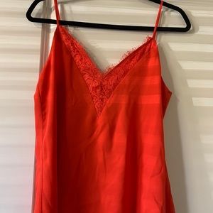 Red cami with lace